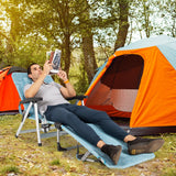 NNECW Adjustable Folding Camping Cot with Weather-resistant Fabric-Blue