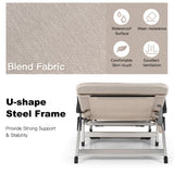 NNECW Adjustable Folding Camping Cot with Weather-resistant Fabric-Beige