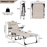 NNECW Adjustable Folding Camping Cot with Weather-resistant Fabric-Beige