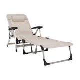 NNECW Adjustable Folding Camping Cot with Weather-resistant Fabric-Beige