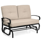 NNECW 2 Seats Swing Glider Chair with Cushions for Outdoor-Beige