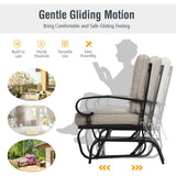 NNECW 2 Seats Swing Glider Chair with Cushions for Outdoor-Beige