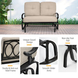 NNECW 2 Seats Swing Glider Chair with Cushions for Outdoor-Beige