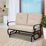 NNECW 2 Seats Swing Glider Chair with Cushions for Outdoor-Beige