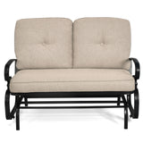 NNECW 2 Seats Swing Glider Chair with Cushions for Outdoor-Beige