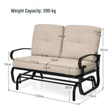 NNECW 2 Seats Swing Glider Chair with Cushions for Outdoor-Beige