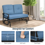 NNECW 2 Seats Swing Glider Chair with Cushions for Outdoor-Blue