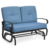 NNECW 2 Seats Swing Glider Chair with Cushions for Outdoor-Blue