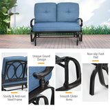 NNECW 2 Seats Swing Glider Chair with Cushions for Outdoor-Blue