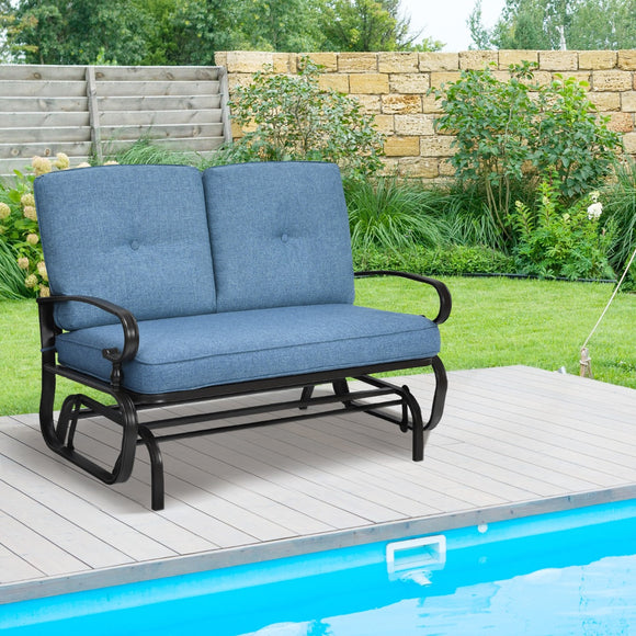 NNECW 2 Seats Swing Glider Chair with Cushions for Outdoor-Blue