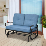 NNECW 2 Seats Swing Glider Chair with Cushions for Outdoor-Blue