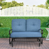 NNECW 2 Seats Swing Glider Chair with Cushions for Outdoor-Blue