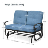 NNECW 2 Seats Swing Glider Chair with Cushions for Outdoor-Blue
