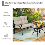 NNECW 2 Pieces Outdoor Conversation Set with Ergonomic Backrest & Armrest for Balcony & Poolside Beige