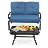 NNECW 2 Pieces Outdoor Conversation Set with Ergonomic Backrest & Armrest for Balcony & Poolside Blue