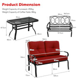 NNECW 2 Pieces Outdoor Conversation Set with Ergonomic Backrest & Armrest for Balcony & Poolside Red