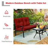 NNECW 2 Pieces Outdoor Conversation Set with Ergonomic Backrest & Armrest for Balcony & Poolside Red