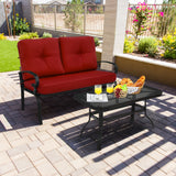 NNECW 2 Pieces Outdoor Conversation Set with Ergonomic Backrest & Armrest for Balcony & Poolside Red