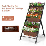 NNECW 5-tier Vertical Raised Garden Bed with 5 Container Boxes-Brown