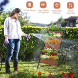 NNECW 5-tier Vertical Raised Garden Bed with 5 Container Boxes-Brown