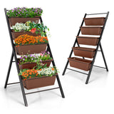 NNECW 5-tier Vertical Raised Garden Bed with 5 Container Boxes-Brown