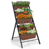 NNECW 5-tier Vertical Raised Garden Bed with 5 Container Boxes-Brown