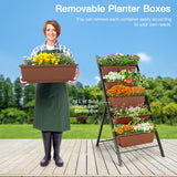 NNECW 5-tier Vertical Raised Garden Bed with 5 Container Boxes-Brown