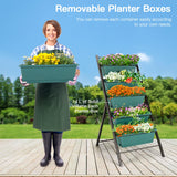 NNECW 5-tier Vertical Raised Garden Bed with 5 Container Boxes-Green