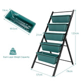 NNECW 5-tier Vertical Raised Garden Bed with 5 Container Boxes-Green