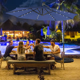 NNECW Outdoor Hanging Umbrella with Tilting System & Hand-Crank Mechanism for Poolside