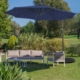 NNECW Outdoor Hanging Umbrella with Tilting System & Hand-Crank Mechanism for Poolside