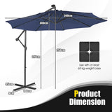 NNECW Outdoor Hanging Umbrella with Tilting System & Hand-Crank Mechanism for Poolside