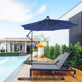 NNECW Outdoor Hanging Umbrella with Tilting System & Hand-Crank Mechanism for Poolside