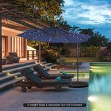 NNECW Outdoor Hanging Umbrella with Tilting System & Hand-Crank Mechanism for Poolside