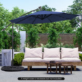NNECW Outdoor Hanging Umbrella with Tilting System & Hand-Crank Mechanism for Poolside