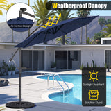 NNECW Outdoor Hanging Umbrella with Tilting System & Hand-Crank Mechanism for Poolside
