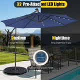 NNECW Outdoor Hanging Umbrella with Tilting System & Hand-Crank Mechanism for Poolside