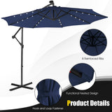 NNECW Outdoor Hanging Umbrella with Tilting System & Hand-Crank Mechanism for Poolside