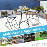 NNECW 3-Piece Floral Bistro Set with Round Table and 2 Folding Chairs
