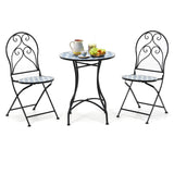 NNECW 3-Piece Floral Bistro Set with Round Table and 2 Folding Chairs