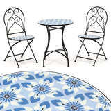 NNECW 3-Piece Floral Bistro Set with Round Table and 2 Folding Chairs