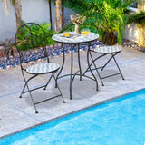 NNECW 3-Piece Floral Bistro Set with Round Table and 2 Folding Chairs