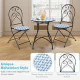 NNECW 3-Piece Floral Bistro Set with Round Table and 2 Folding Chairs