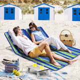 NNECW 2 Adjustable Lounge Chairs with Table for Beach Blue&Green