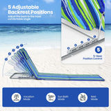 NNECW 2 Adjustable Lounge Chairs with Table for Beach Blue&Green