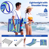NNECW 2 Adjustable Lounge Chairs with Table for Beach Blue&Green