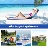 NNECW 2 Adjustable Lounge Chairs with Table for Beach Blue&Green