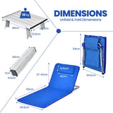 NNECW 2 Adjustable Lounge Chairs with Table for Beach Blue
