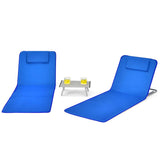 NNECW 2 Adjustable Lounge Chairs with Table for Beach Blue