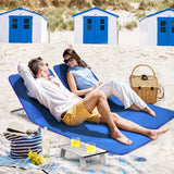 NNECW 2 Adjustable Lounge Chairs with Table for Beach Blue